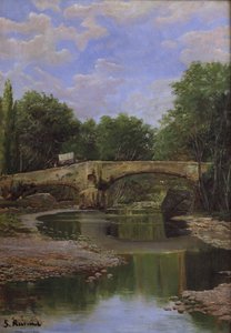 Pont sur une rivière - Santiago Rusiñol